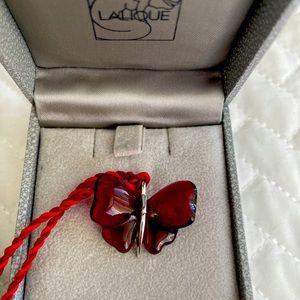 LALIQUE Crystal Butterfly/Papillon Necklace With Cord